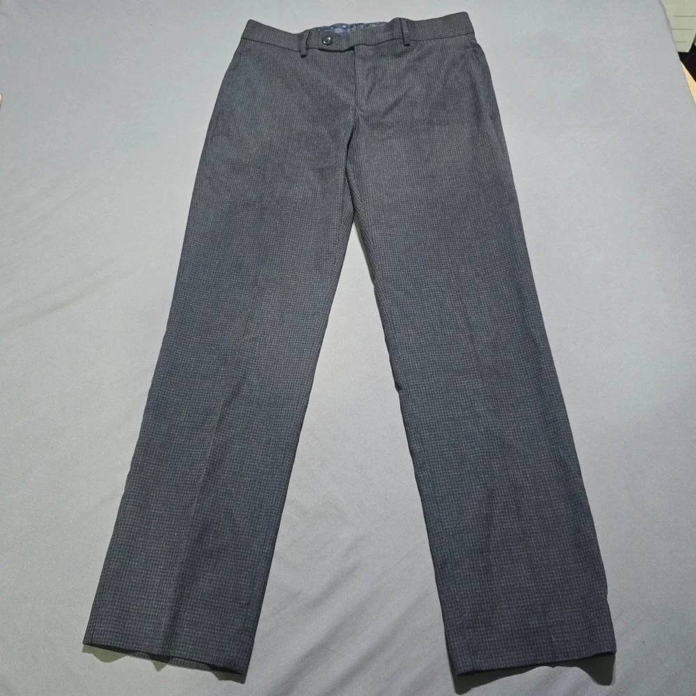 Lauren Ralph Lauren Dress Pants Mens 31x30 Grey Micro Check Stretch Trousers